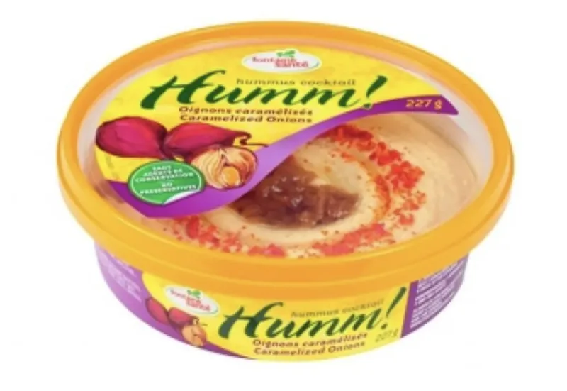 Caramelized Onions hummus in sealed retail cup packaging